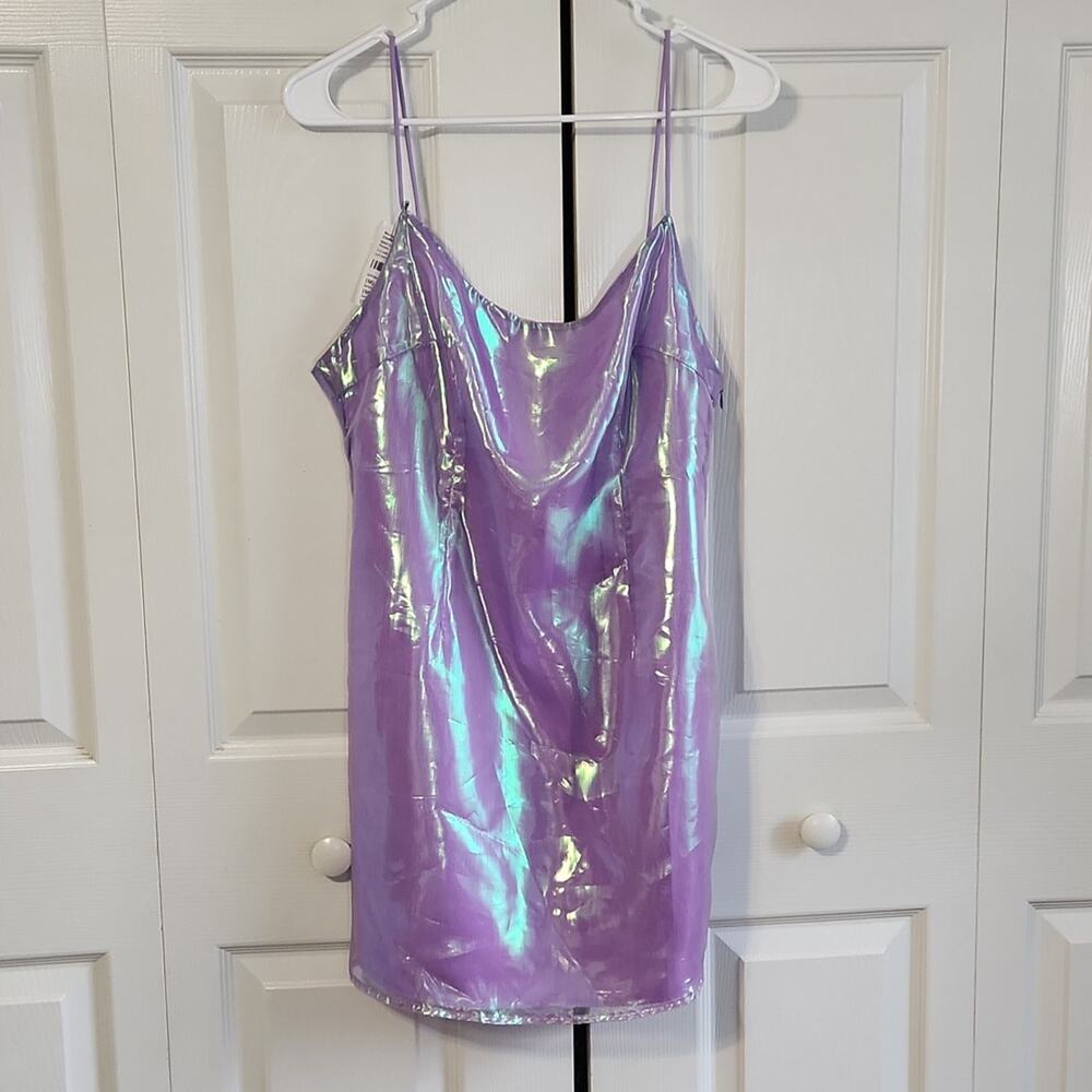 Superdown Womens Rosalind Mini Purple Dress Size Med Iridescent Finish Lined